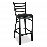 White Horse Series Barstools, Supports Up to 300 lb, 29.5" Seat Height, Black Seat/Back, Black Frame (WHBSBLK)