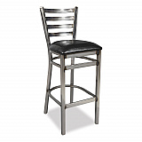 White Horse Series Barstools, Supports Up to 300 lb, 29.5" Seat Height, Black Seat, Industrial Clear-Coat Steel Back/Frame (WHBSCLR)
