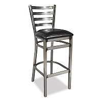 White Horse Series Barstools, Supports Up to 300 lb, 29.5" Seat Height, Black Seat, Industrial Clear-Coat Steel Back/Frame (WHBSCLR)