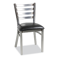 White Horse Series Side Chairs, Supports Up to 300 lb, 18" Seat Height, Black Seat, Industrial Clear-Coat Steel Back/Frame (WHCCLR)
