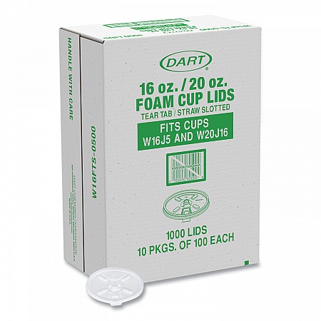 Lids for Foam Cups and Containers, Fits 16 oz/20 oz Hot Cups, Plastic, Translucent, 1,000/Carton (W16FTS)