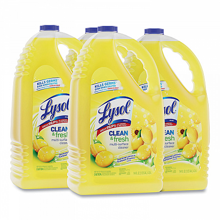 Clean and Fresh Multi-Surface Disinfectant Cleaner, Sparkling Lemon and Sunflower Essence, 144 oz Bottle, 4/Carton (77617)