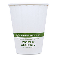 Double Wall Paper Hot Cups, 8 oz, White, 1,000/Carton (CUPA8D)