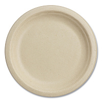 Fiber Plates, Paper, 7" dia, Natural, 1,000/Carton (PLSCU7LFS)