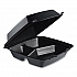 Insulated Foam Hinged Lid Containers, 3 Compartments, 7.96 x 3.2 x 8.36, Black, 200/Carton (85HTB3R)