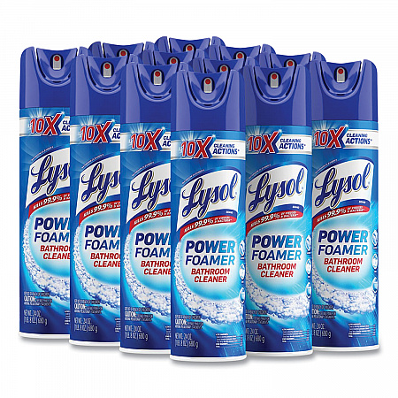 Power Foam Bathroom Cleaner, Unscented, 24 oz Aerosol Spray, 12/Carton (02569CT)