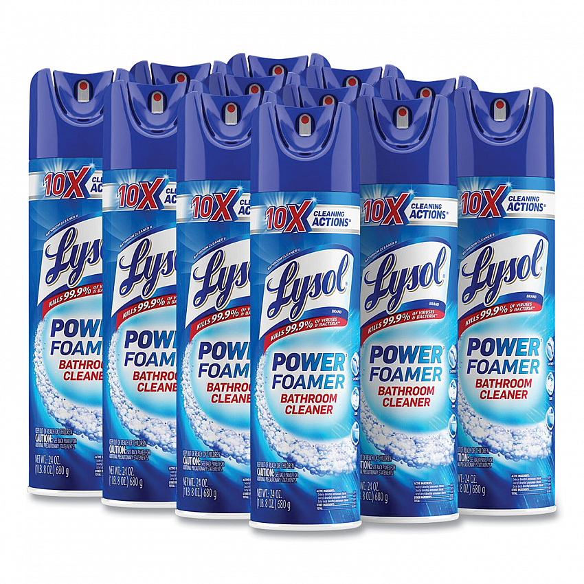 Power Foam Bathroom Cleaner, Unscented, 24 oz Aerosol Spray, 12/Carton (02569CT)