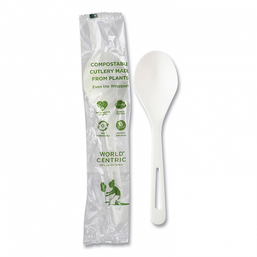 TPLA Wrapped Cutlery, Soup Spoon, Plastic, Light Beige, 750/Carton (SOPSI)