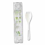 TPLA Wrapped Cutlery, Spork, Plastic, Light Beige, 750/Carton (RKPSI)