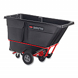 1 cu yd BRUTE Forkliftable Rotomolded Tilt Truck, Standard Duty, 1,250 lb Capacity, Black/Red (131542BLA)
