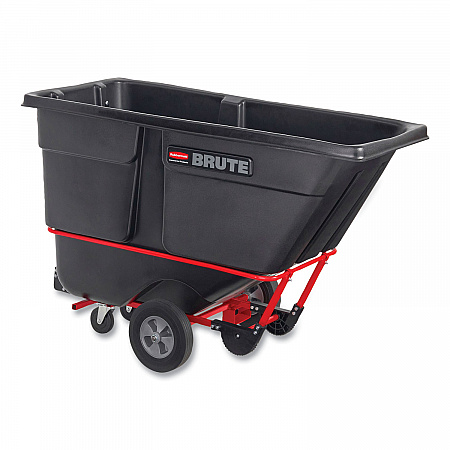 1 cu yd BRUTE Forkliftable Rotomolded Tilt Truck, Standard Duty, 1,250 lb Capacity, Black/Red (131542BLA)
