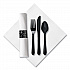 CaterWrap Heavyweight Cutlery Combo Kit, Fork/Knife/Napkin/Spoon, Plastic, Black, 100/Carton (119971)