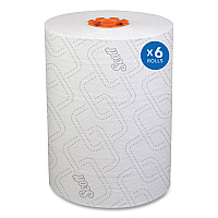 Slimroll Towels, 1-Ply, 8" x 580 ft, White/Orange Core, 6 Roll/Carton (47035)