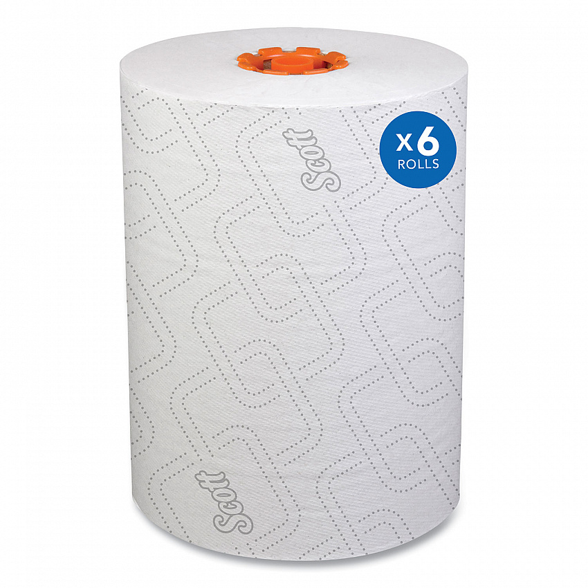 Slimroll Towels, 1-Ply, 8" x 580 ft, White/Orange Core, 6 Roll/Carton (47035)