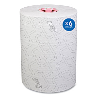 Slimroll Towels, 1-Ply, 8" x 580 ft, White/Pink Core, Traditional Business, 6 Rolls/Carton (47032)