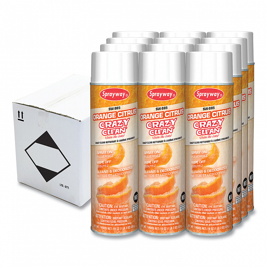 Orange Citrus Crazy Clean, Orange Scent, 19 oz Aerosol Spray, Dozen (985)