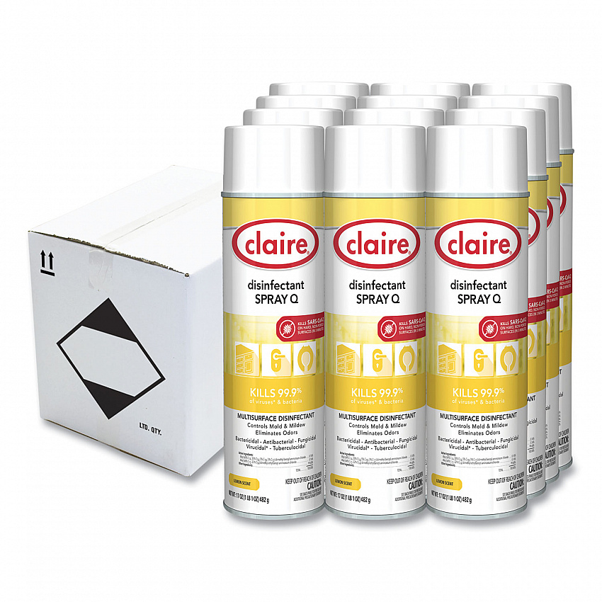 Spray Q Disinfectant, Lemon Scent, 17 oz Aerosol Spray, Dozen (1002)