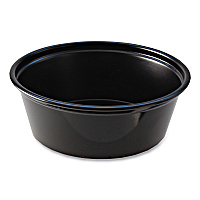 Portion Cups, 1.5 oz, Squat, Plastic, Black, 250/Sleeve, 10 Sleeves/Carton (PC150SB)