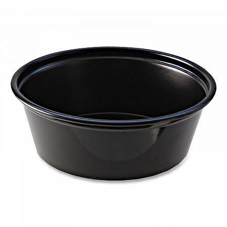 Portion Cups, 1.5 oz, Squat, Plastic, Black, 250/Sleeve, 10 Sleeves/Carton (PC150SB)