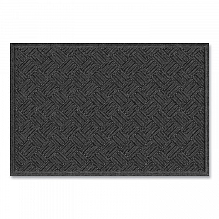 Ecomat Crosshatch Entry Mat, Rectangular, Charcoal Gray Crush-Resistant Ribbed Surface, 48