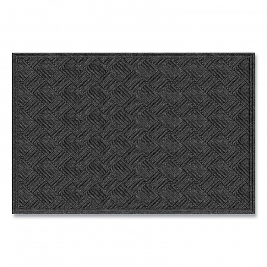 Ecomat Crosshatch Entry Mat, Rectangular, Charcoal Gray Crush-Resistant Ribbed Surface, 48" x 72" (062023)