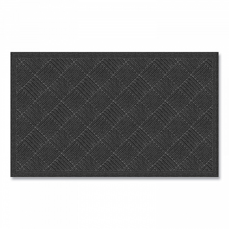 Ecomat Crosshatch Entry Mat, Rectangular, Charcoal Gray Crush-Resistant Ribbed Surface, 36