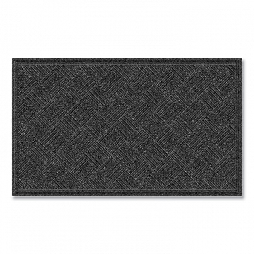 Ecomat Crosshatch Entry Mat, Rectangular, Charcoal Gray Crush-Resistant Ribbed Surface, 36" x 60" (072023)