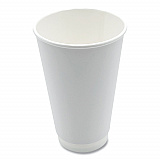 Paper Hot Cups, Double-Walled, 16 oz, White, 500/Carton (DW16HCUP)