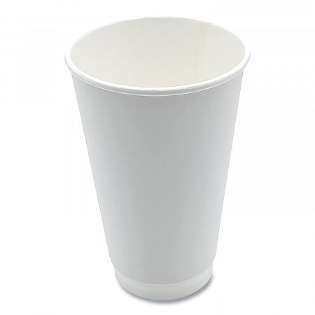 Paper Hot Cups, Double-Walled, 16 oz, White, 500/Carton (DW16HCUP)