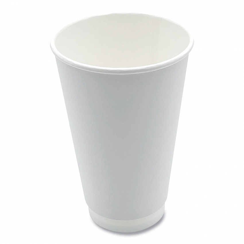 Paper Hot Cups, Double-Walled, 16 oz, White, 500/Carton (DW16HCUP)