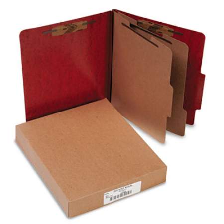 ACCO 20 pt. PRESSTEX Classification Folders, 2 Dividers, Letter Size, Red, 10/Box (15006)