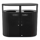 RESIST Dual Stream Waste and Recycling Container, 46 gal, Metal, Black (2184980)