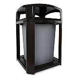 Landmark Series Classic Dome Top Container and Ashtray, 35 gal, Resin, Black (FG397001BLA)