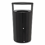 RESIST Round Waste Container, 33 gal, Metal, Black (2185041)