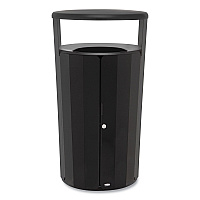 RESIST Round Waste Container, 33 gal, Metal, Black (2185041)