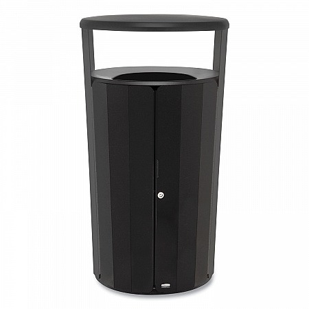 RESIST Round Waste Container, 33 gal, Metal, Black (2185041)