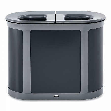 ENHANCE PILL Dual Stream Waste Receptacle, (2) 23 gal Capacity Bins, Metal, Umbra Gray/Pearl Gray (2172843)