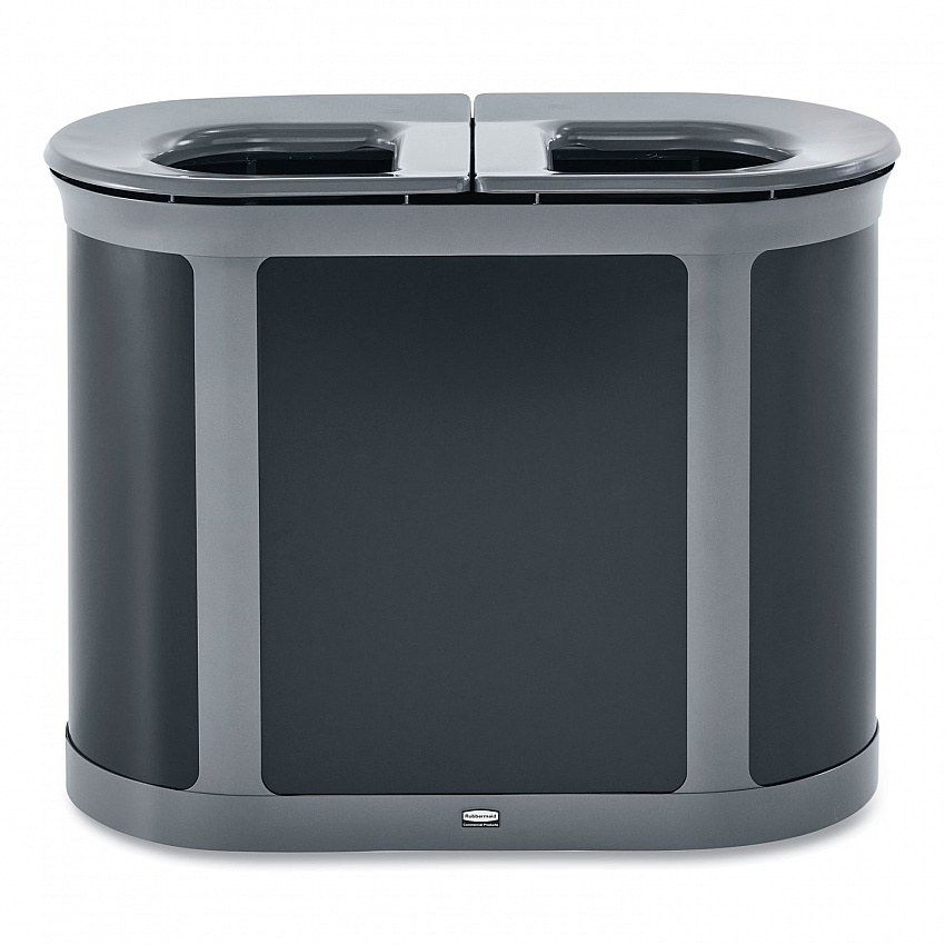 ENHANCE PILL Dual Stream Waste Receptacle, (2) 23 gal Capacity Bins, Metal, Umbra Gray/Pearl Gray (2172843)