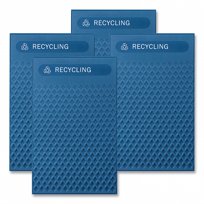 Large Prelabeled Recycled Waste Panels for Tailor and Landmark Series Containers, 20.72" x 0.5" x 34.33", Blue, 4/Carton (2182674)