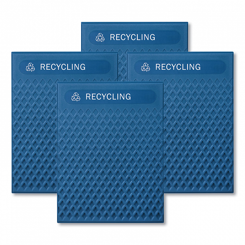 Medium Prelabeled Recycled Waste Panels for Tailor and Landmark Series Containers, 20.72" x 0.5" x 27.95", Blue, 4/Carton (2182677)