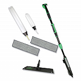 Excella Floor Cleaning Kit, 20" Gray Microfiber Head, 48" to 65" Black/Green Handle (EFKT8)