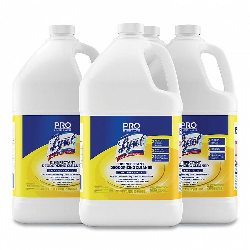 Disinfectant Deodorizing Cleaner Concentrate, Lemon Scent, 128 oz Bottle, 4/Carton (99985CT)