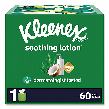 Soothing Lotion Facial Tissue, 3-Ply, White, 60 Sheets/Box, 27 Boxes/Carton (54271)