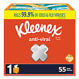 Anti-Viral Facial Tissue, 3-Ply, White, 55 Sheets/Box, 27 Boxes/Carton (54505)