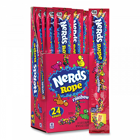 Nerds Rope Candy, Fruity, 0.92 oz Individually Wrapped, 24/Carton (22002136)