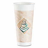 Cafe G Foam Hot/Cold Cups, 24 oz, Brown/Green/White, 20/Bag, 25 Bags/Carton (24X16G)