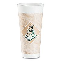 Cafe G Foam Hot/Cold Cups, 24 oz, Brown/Green/White, 20/Bag, 25 Bags/Carton (24X16G)