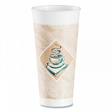 Cafe G Foam Hot/Cold Cups, 24 oz, Brown/Green/White, 20/Bag, 25 Bags/Carton (24X16G)