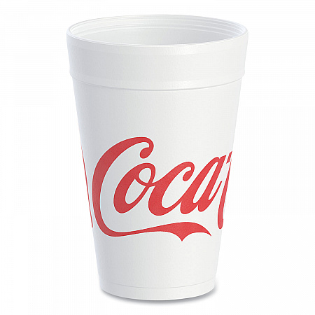 Coca-Cola Foam Cups, 32 oz, White/Red, 25/Bag, 20 Bags/Carton (32TJ32C)