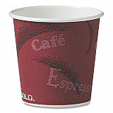 Single-Sided Poly Paper Hot Cups, 4 oz, Bistro Design, 50/Pack, 20 Packs/Carton (374SI)